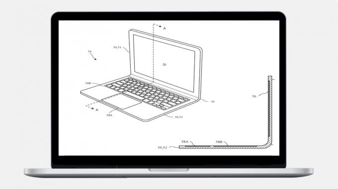Taivutettava MacBook katsoi Applen patenttihakemuksessa.