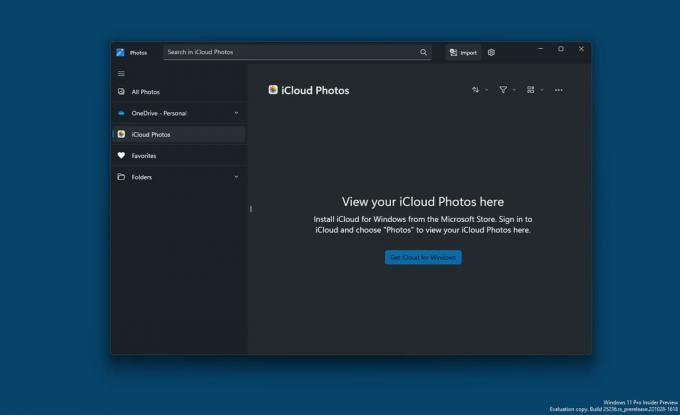 iCloud у програмі «Фотографії» на Windows 11 Insider Preview
