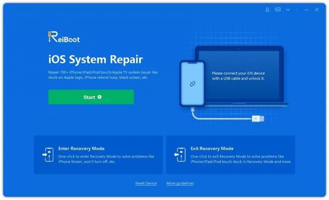 Tenorshare ReiBoot iOS System Repair -näyttö.
