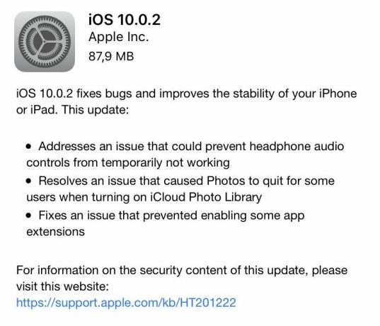 Aggiornamento iOS 10.0.2