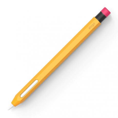 ऐप्पल पेंसिल 2 के लिए एलागो का कवर स्टाइलस को क्लासिक नंबर 2 पेंसिल जैसा दिखता है।