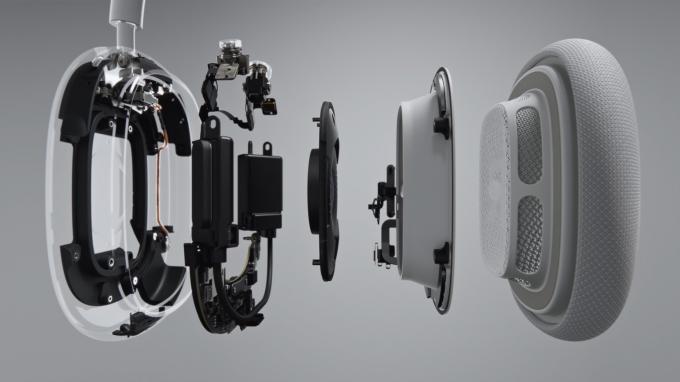 העיצוב האקוסטי של AirPods Max כולל נהג דינאמי של 40 מ" מ ומנוע מגנט טבעת כפול ניאודימיום