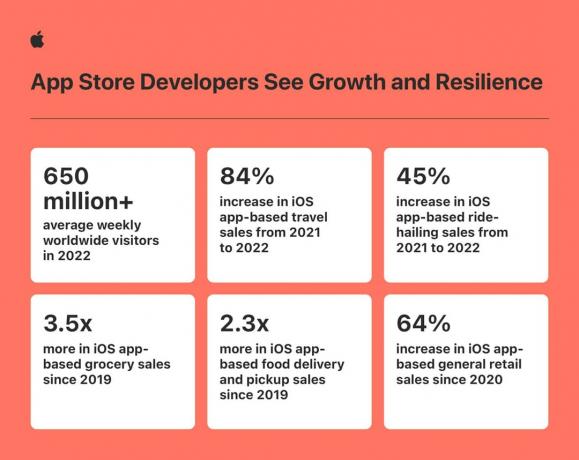 Applen infograafinen App Store -kehittäjä myynnin kasvu