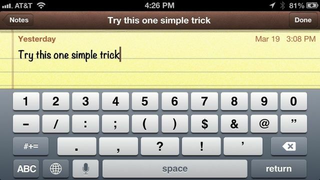 Snímek klávesnice iOS