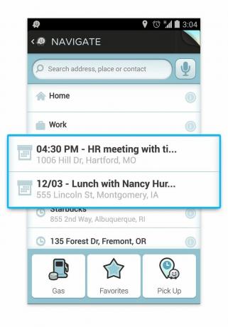 Navlist-calendarEvent-tikai Android ekrāns