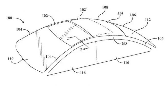 Šis vaizdas yra patento kintamo skaidraus stiklo ir besikeičiančių plokščių aprašymo dalis.