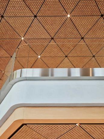 Apple BKC má jedinečný drevený strop.