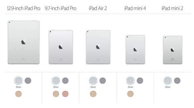 La gama completa de iPad 2016.