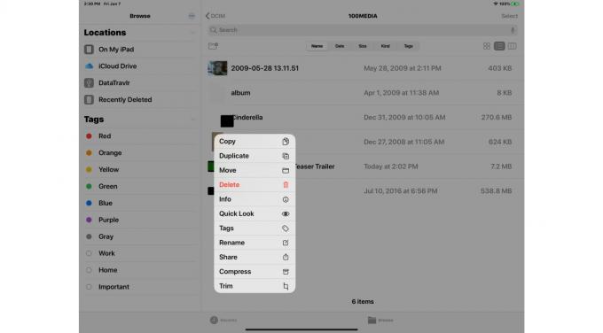 Aplicación iPadOS 13 Files con disco externo
