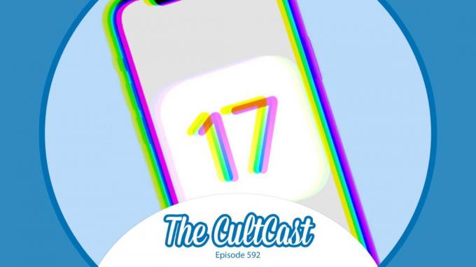 iOS 17 mockup og CultCast-logoet