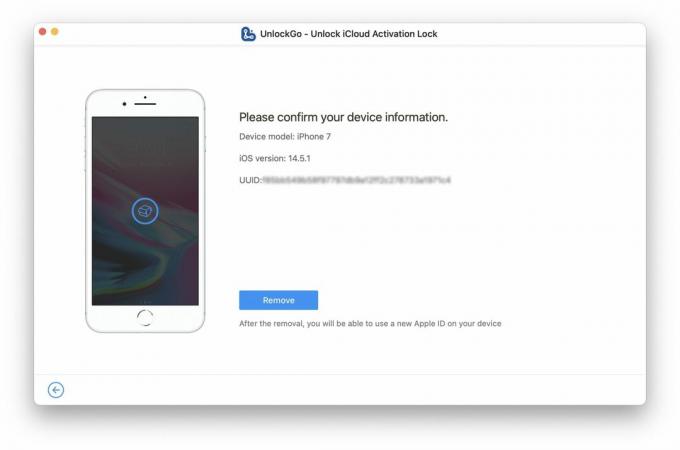 iToolab UnlockGo: Cihaz bilgilerini onaylayın.