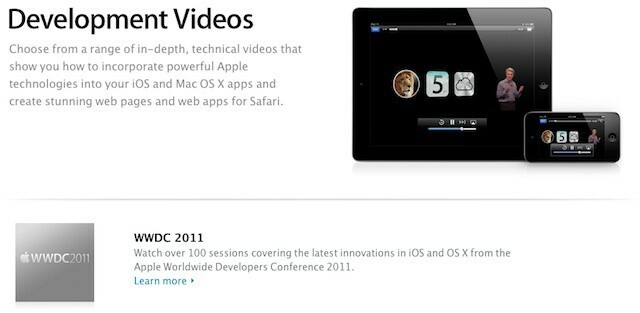 Kuten WWDC 2010, 2011, Apple tarjoaa WWDC -istuntovideoita