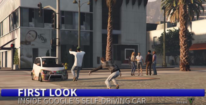 נהיגה עצמית-גוגל-מכונית-מכסחת-מסכנת-הולכי רגל-בצחוק-מודעה-2-תמונה-cultofandroidcomwp-contentuploads201605Google-car-rampage-png