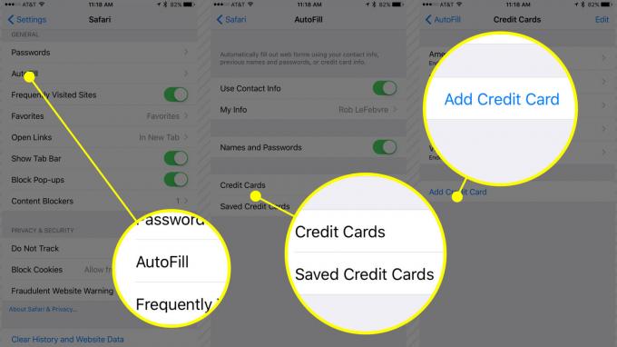 Use suas próprias informações de contato para preencher formulários da web; gerenciar cartões de crédito. configuração do iPhone